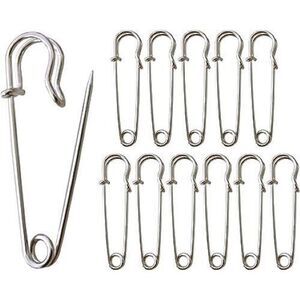 12 PCS Heavy Duty Large Stainless Steel Safety Pins 3 Inches Laundry, Skirts